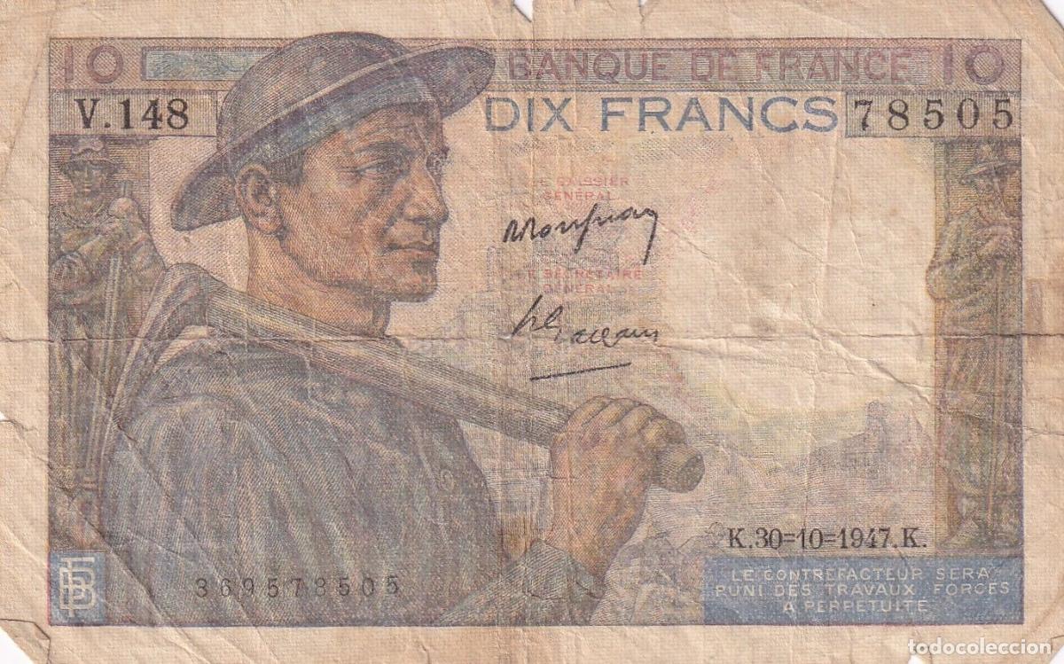 Internationale Banknoten: CRBX1461 BILLETE FRANCIA 10 FRANCOS 1947 USADO