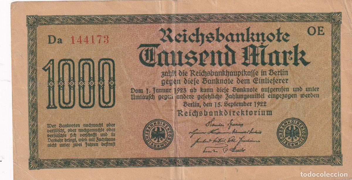 Notas Internacionais: CRBX1538 BILLETE ALEMANIA 1000 MARCOS 1922 MBC