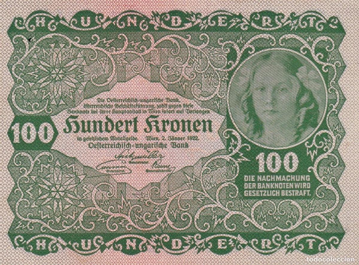 Billetes extranjeros: CRBX1560 BILLETE AUSTRIA 100 CORONAS 1922 P-77 SIN CIRCULAR