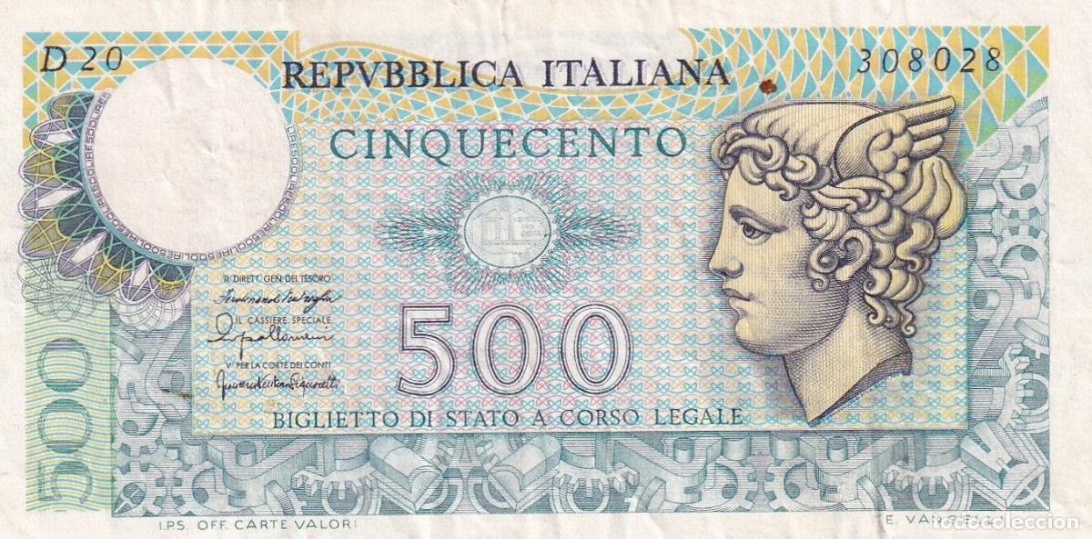 Banconote internazionali: CRBX1692 BILLETE ITALIA 500 LIRAS MBC