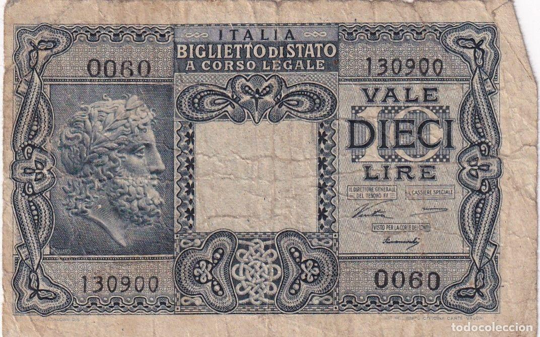 International Banknotes: CRBX1693 BILLETE ITALIA 10 LIRAS USADO