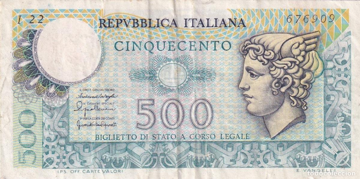 International Banknotes: CRBX1691 BILLETE ITALIA 500 LIRAS BC