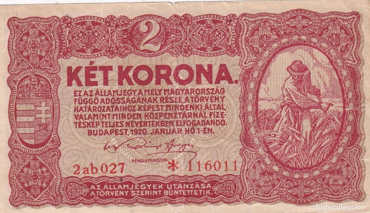 Billetes extranjeros: CRBX1762 BILLETE HUNGRIA 2 CORONAS 1920 BC PEQUE&Ntilde;A ROTURA