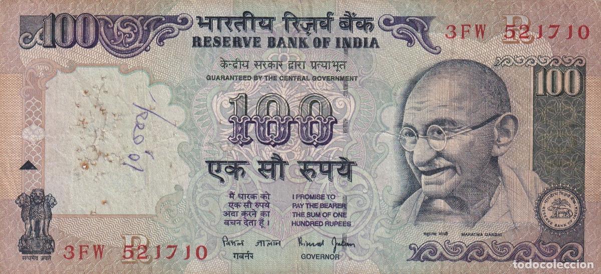 Banconote internazionali: CRBX1767 BILLETE INDIA 100 RUPIAS USADO CON TINTA