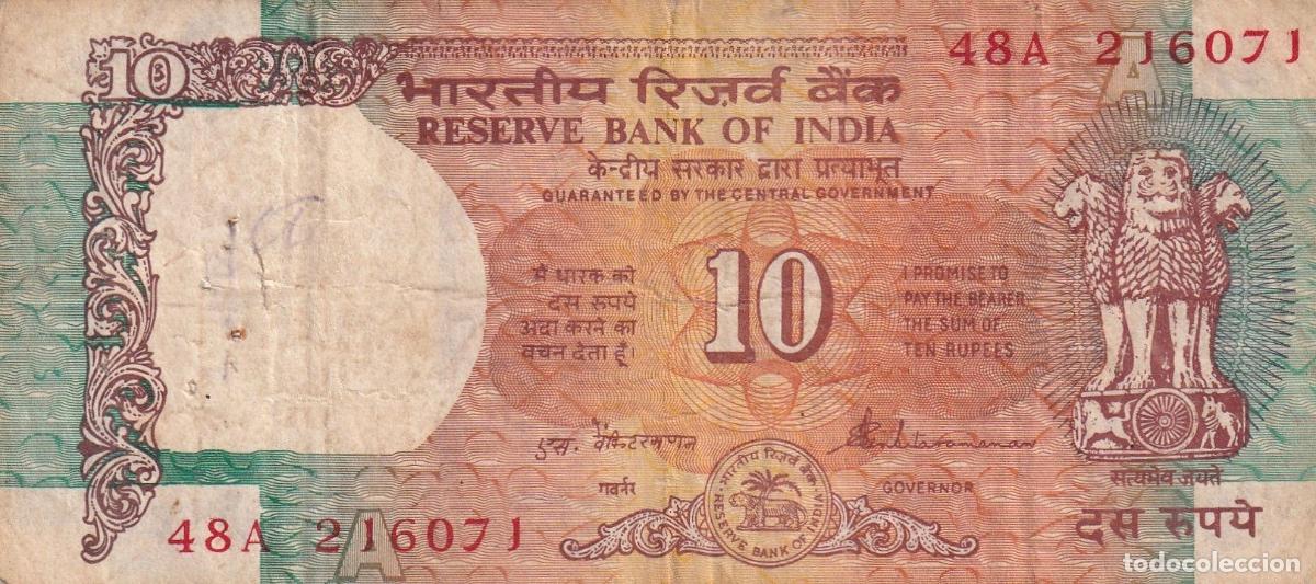 Notas Internacionais: CRBX1778 BILLETE INDIA 10 RUPIAS USADO