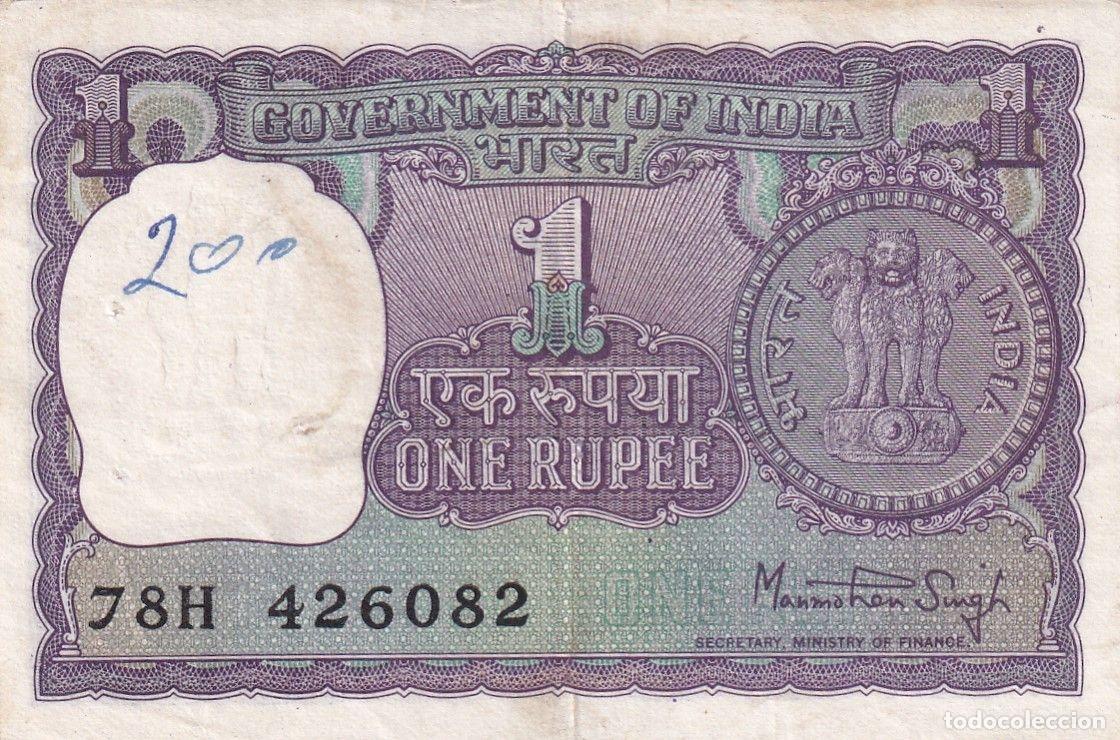 Notas Internacionais: CRBX1781 BILLETE INDIA 1 RUPIA USADO CON TINTA