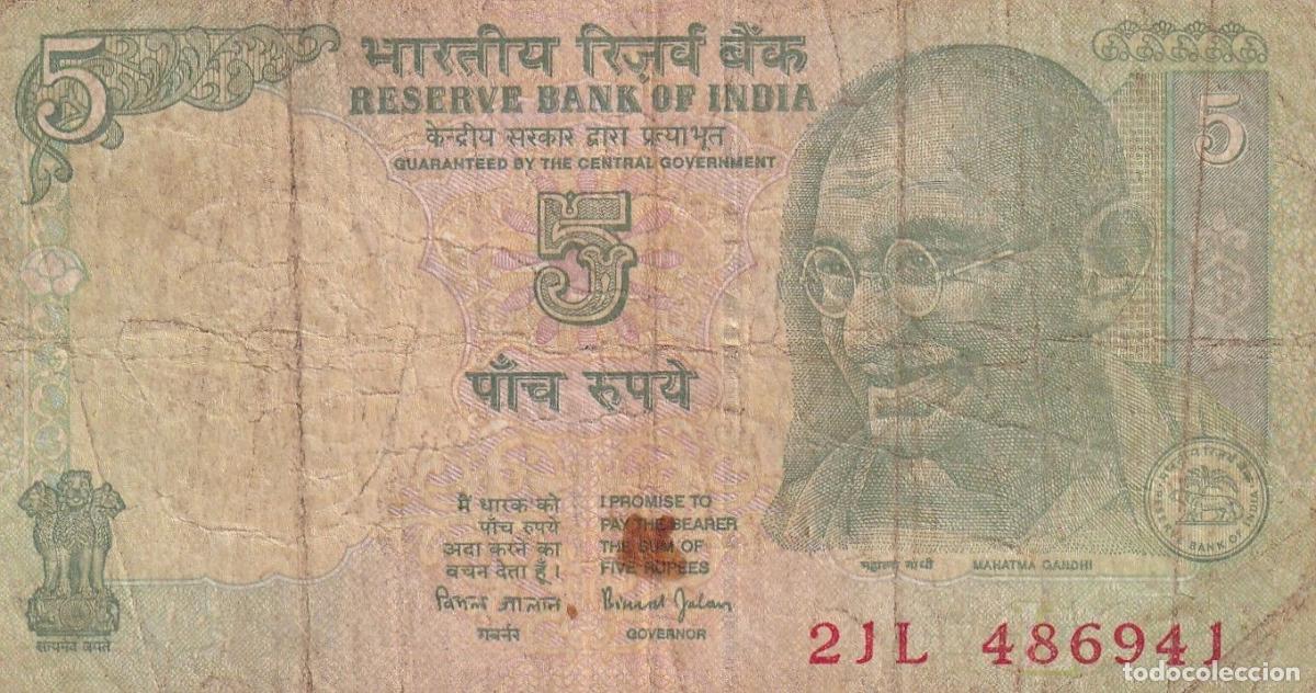 Notas Internacionais: CRBX1785 BILLETE INDIA 5 RUPIAS USADO