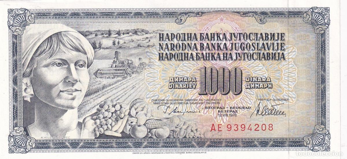 Notas Internacionais: CRBX1789 BILLETE YUGOSLAVIA 1000 DINARA 1978 SIN CIRCULAR