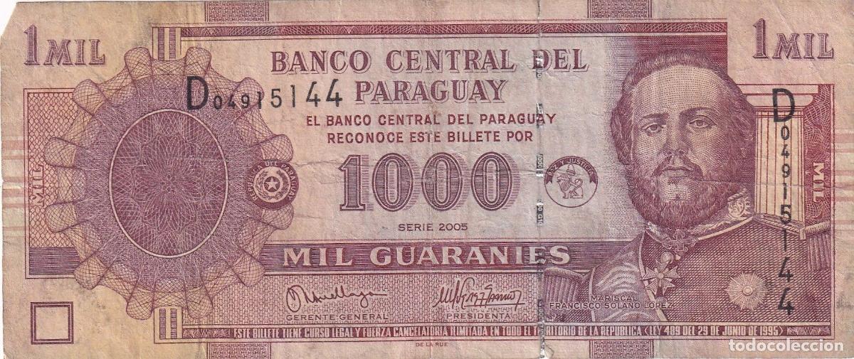 Banconote internazionali: CRBX2133 BILLETE PARAGUAY 1000 GUARANIES 2005 USADO