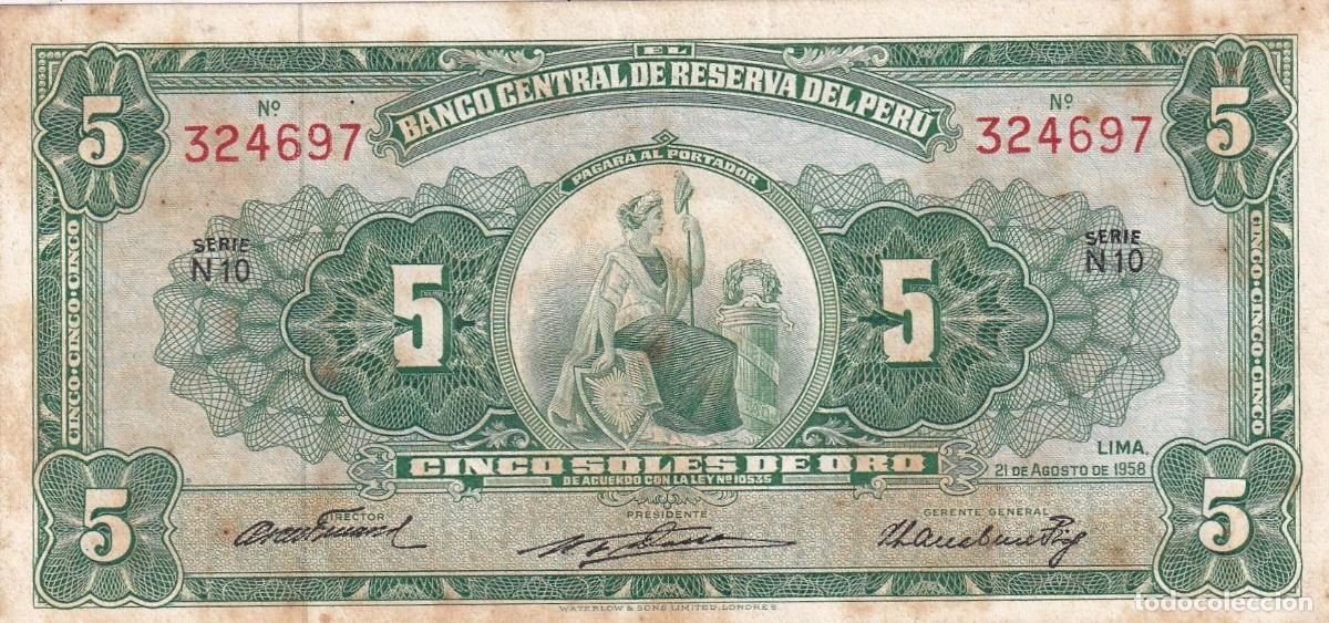 Banconote internazionali: CRBX2142 BILLETE PERU 5 SOLES 1958 USADO