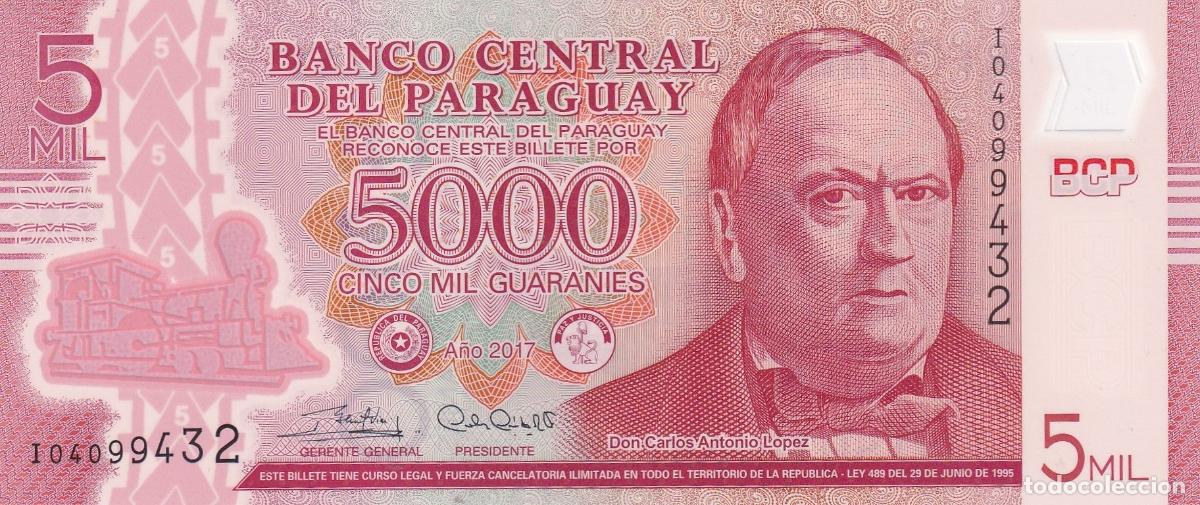 Banconote internazionali: CRBX2153 BILLETE PARAGUAY 5000 GUARANIES SIN CIRCULAR