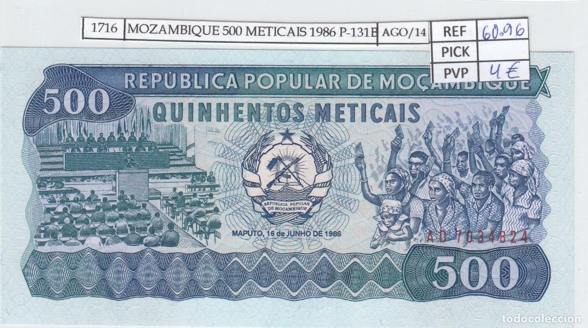 Banconote internazionali: CRJ1716 BILLETE MOZAMBIQUE 500 METICAIS 1986 P-131b SIN CIRCULAR
