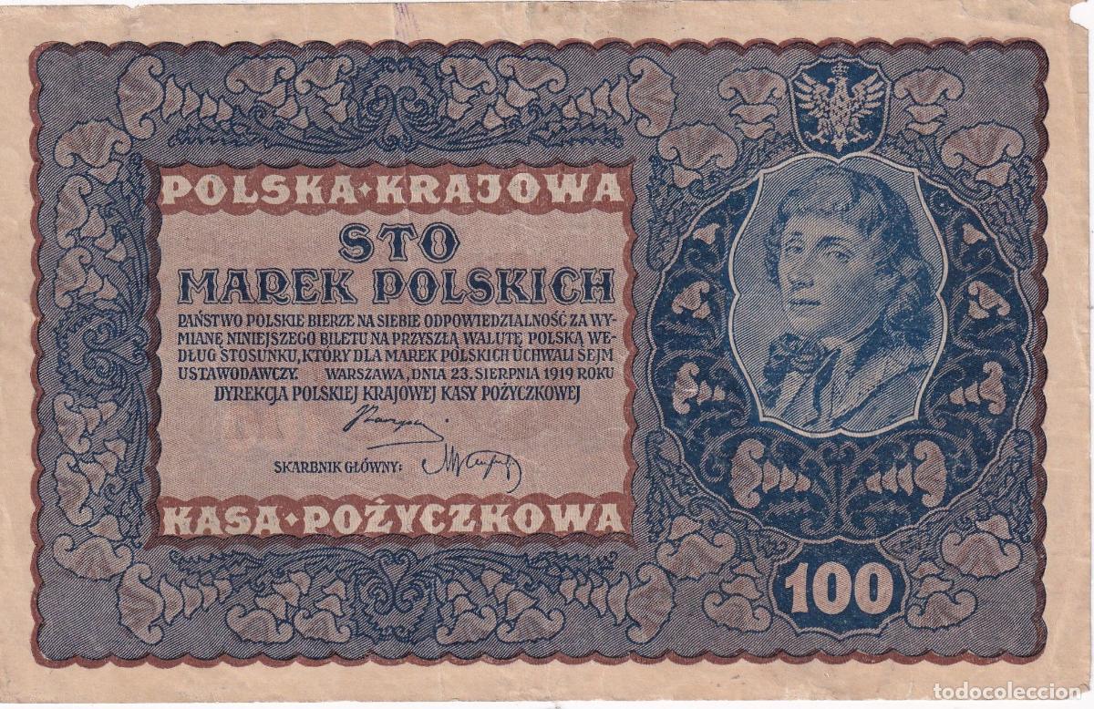 Banconote internazionali: CRBX2175 BILLETE POLONIA 100 MARCOS POLACOS 1919 MBC CON ROTURA