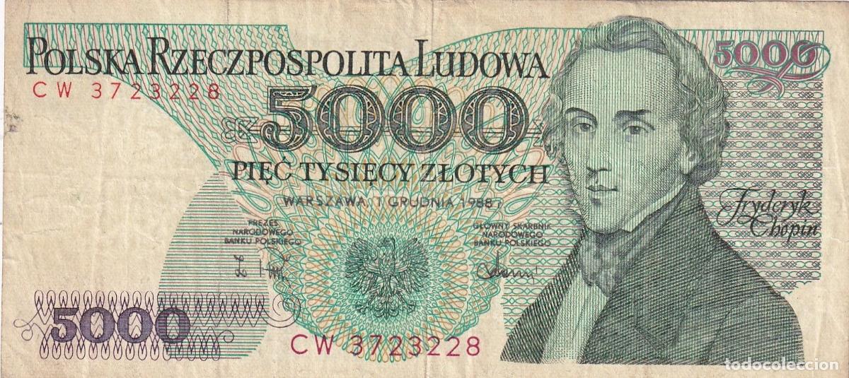 Banconote internazionali: CRBX2180 BILLETE POLONIA 5000 ZLOTYS 1988 BC