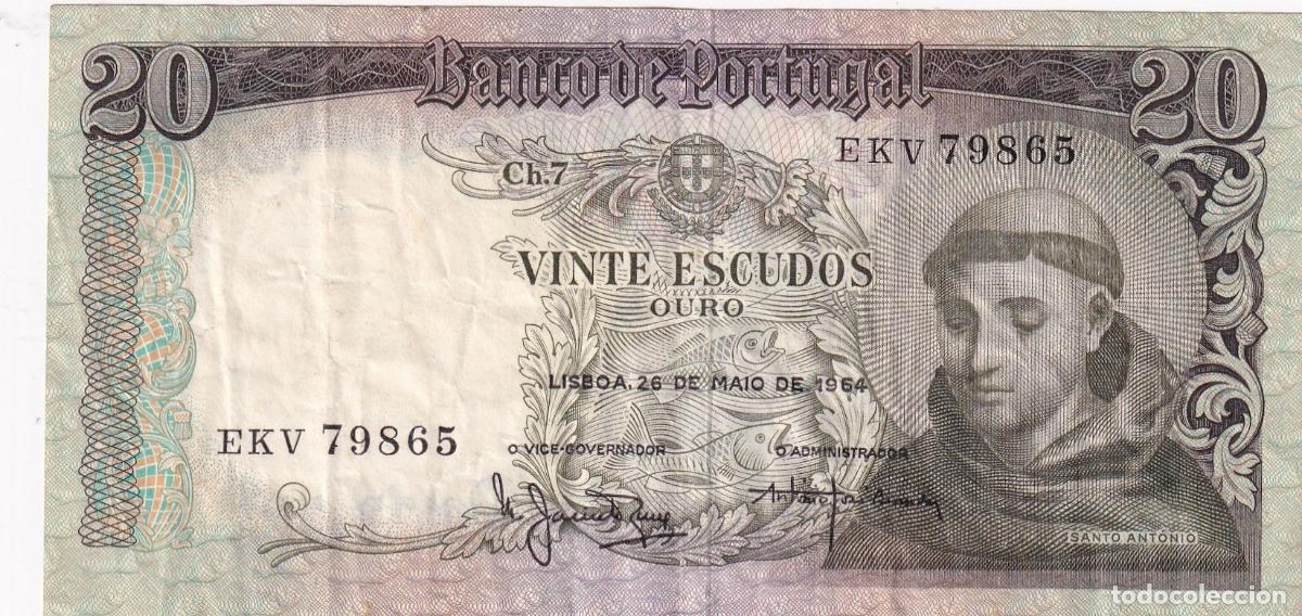 Banconote internazionali: CRBX2190 BILLETE PORTUGAL 20 ESCUDOS 1964 MBC