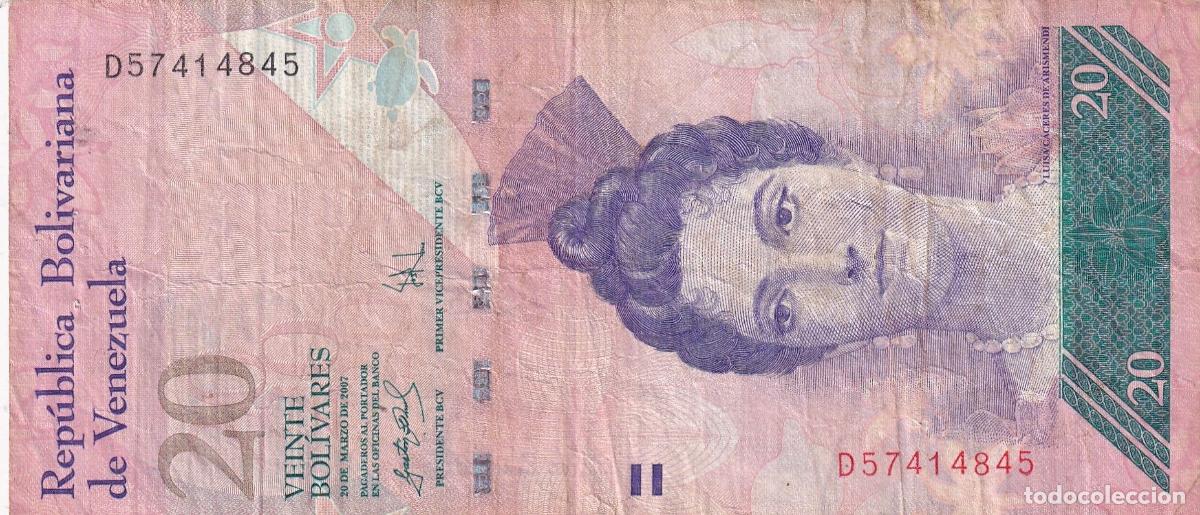 Banconote internazionali: CRBX2370 BILLETE VENEZUELA 20 BOLIVARES 2007 USADO