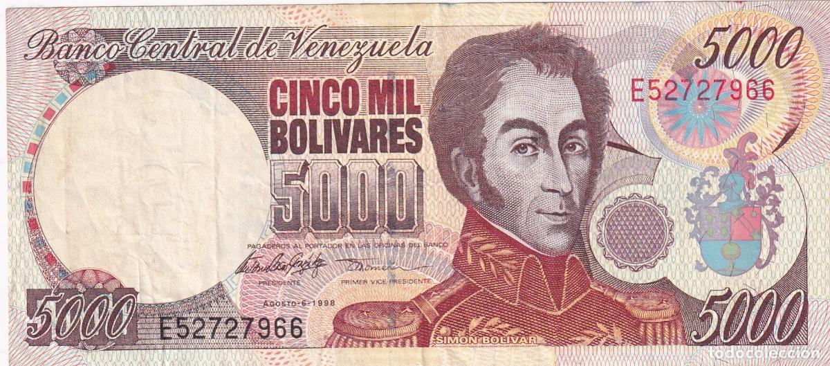 Banconote internazionali: CRBX2386 BILLETE VENEZUELA 5000 BOLIVARES 1998 MBC