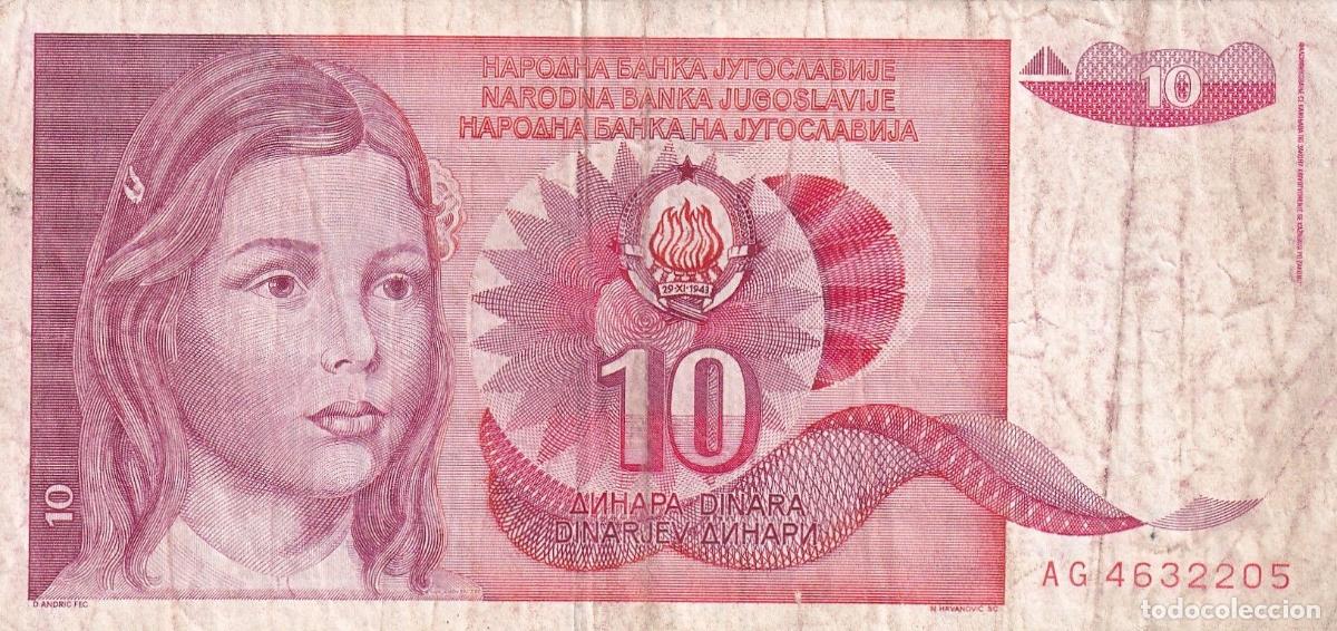 Banconote internazionali: CRBX2400 BILLETE YUGOSLAVIA 10 DINARAS 1990 USADO