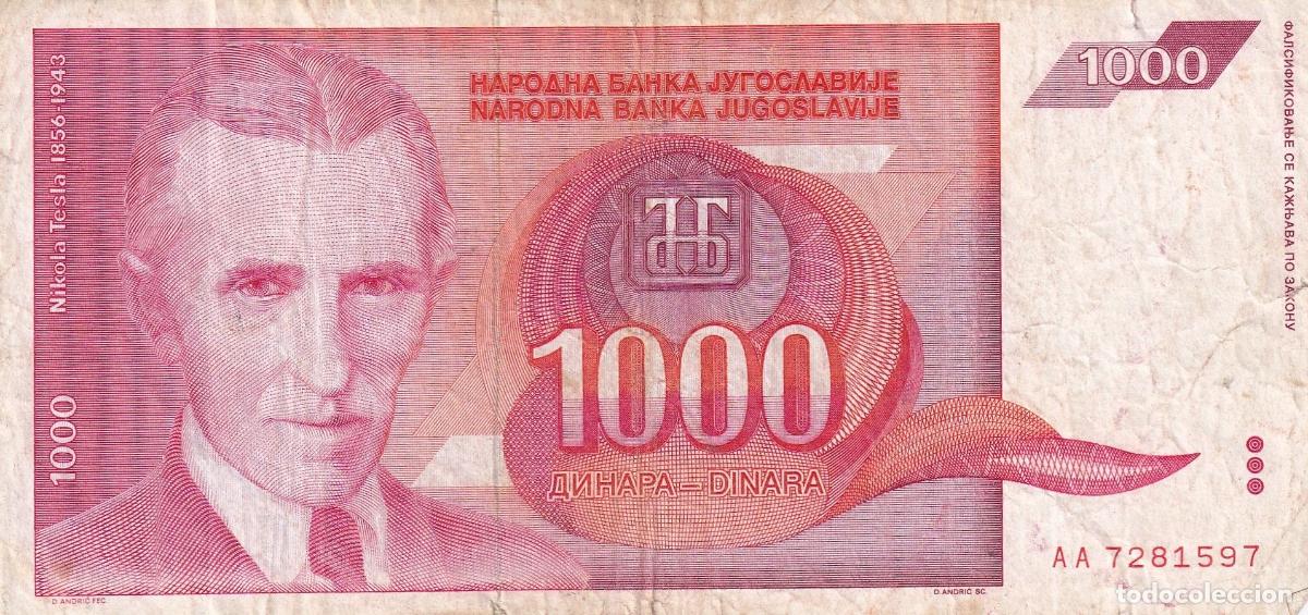 Banconote internazionali: CRBX2411 BILLETE YUGOSLAVIA 1000 DINARAS 1992 USADO