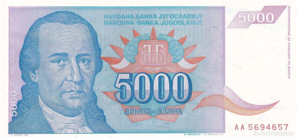 Banconote internazionali: CRBX2414 BILLETE YUGOSLAVIA 5000 DINARAS 1994 SIN CIRCULAR
