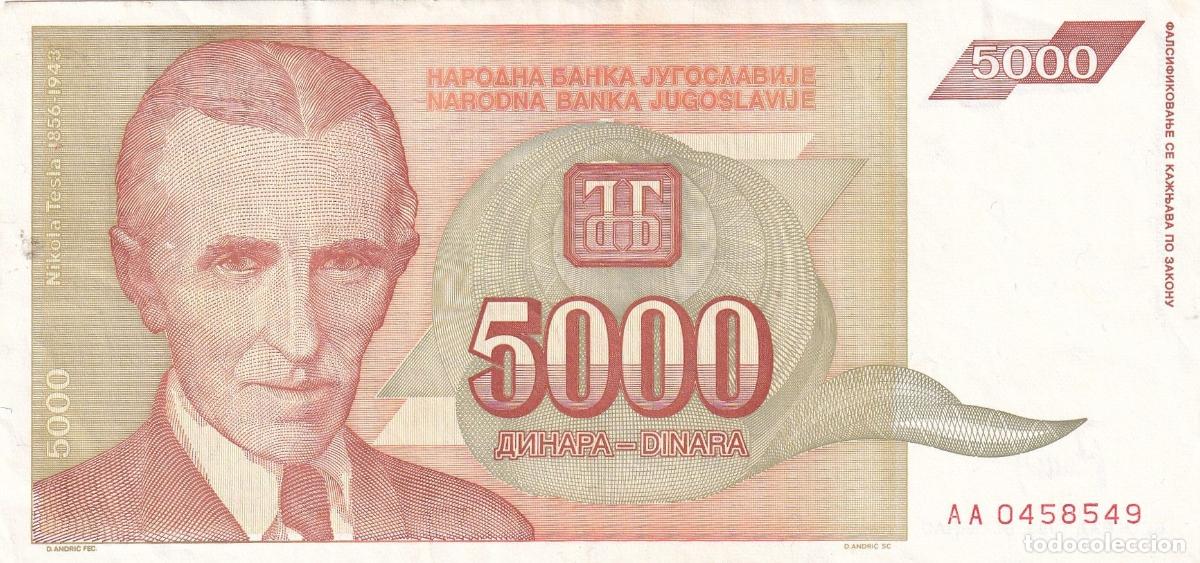 Banconote internazionali: CRBX2415 BILLETE YUGOSLAVIA 5000 DINARAS 1993 SIN CIRCULAR