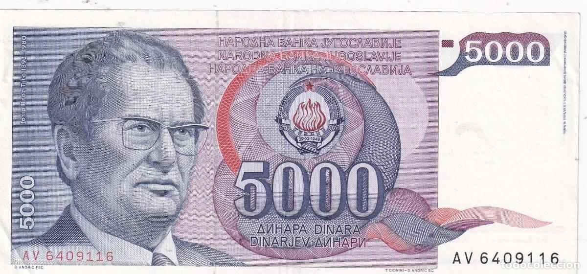 Banconote internazionali: CRBX2416 BILLETE YUGOSLAVIA 5000 DINARAS 1985 EBC