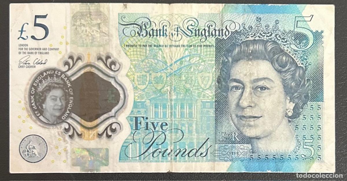 Banconote internazionali: CRBX2451 BILLETE INGLATERRA 5 LIBRAS 2015 USADO