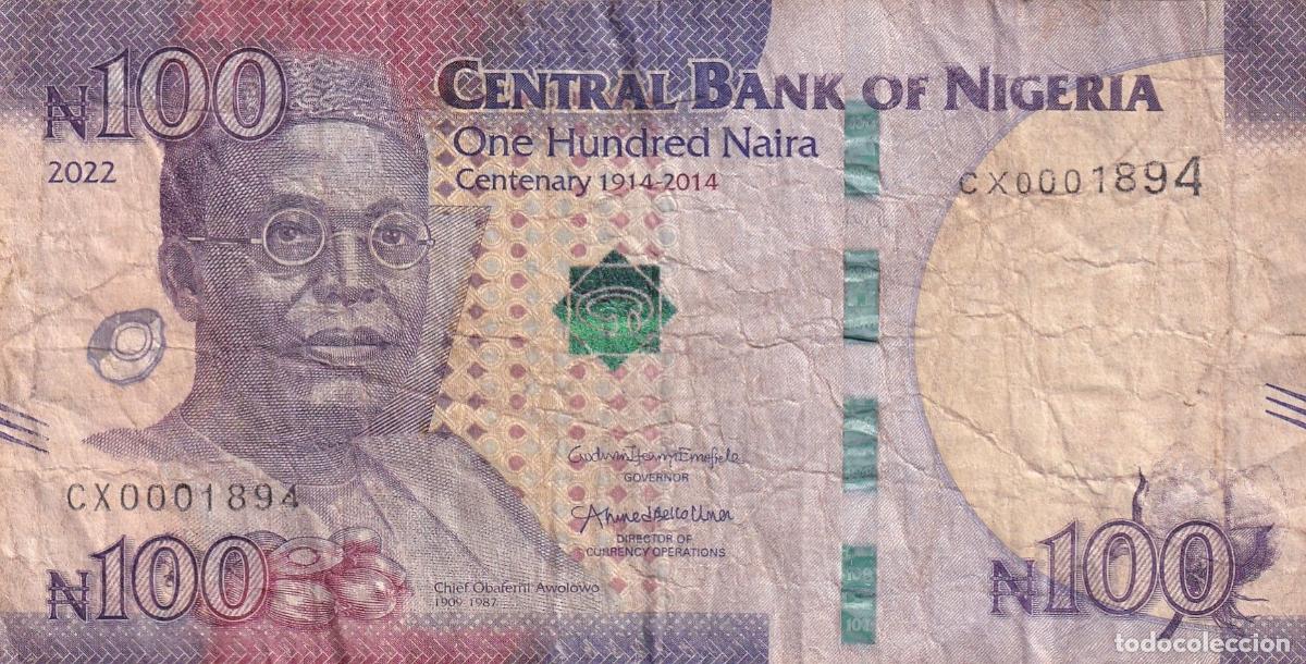 International Banknotes: CRBX1835 BILLETE NIGERIA 100 NAIRA 2022 SERIE CX BC