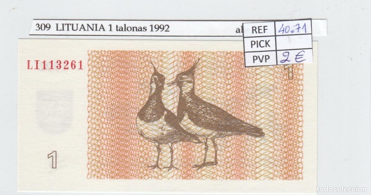 Billets internationaux: CRJ0309 BILLETE LITUANIA 1 TALONA 1992 P-39