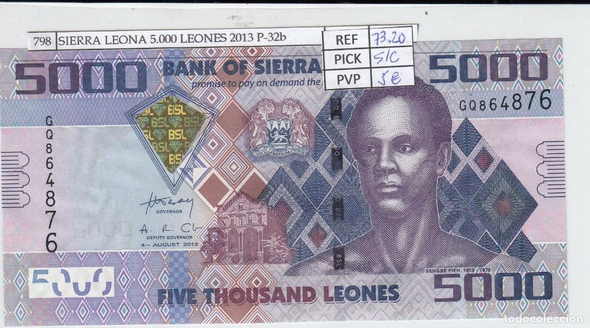 Billets internationaux: CRJ0798 BILLETE SIERRA LEONA 5.000 LEONES 2013 P-32b A&Ntilde;O RARO SIN CIRCULAR