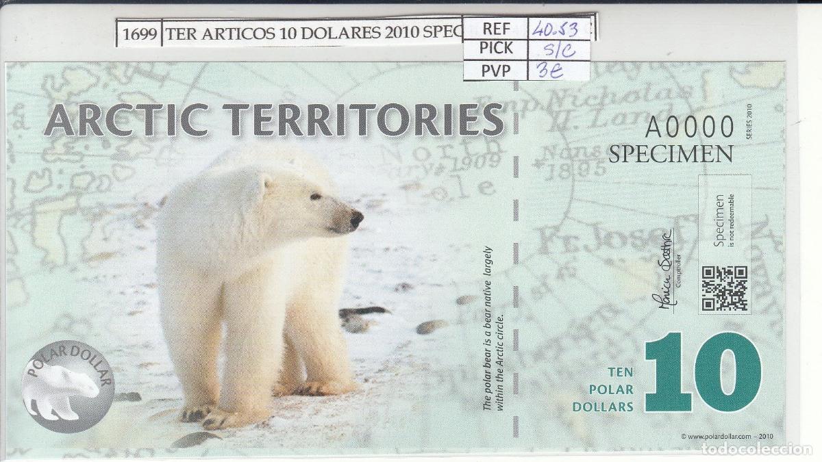 Billets internationaux: CRJ1699 BILLETE TERRITORIO ARTICO 10 DOLARES 2010 SPECIMEN POLIMERO ARC-11