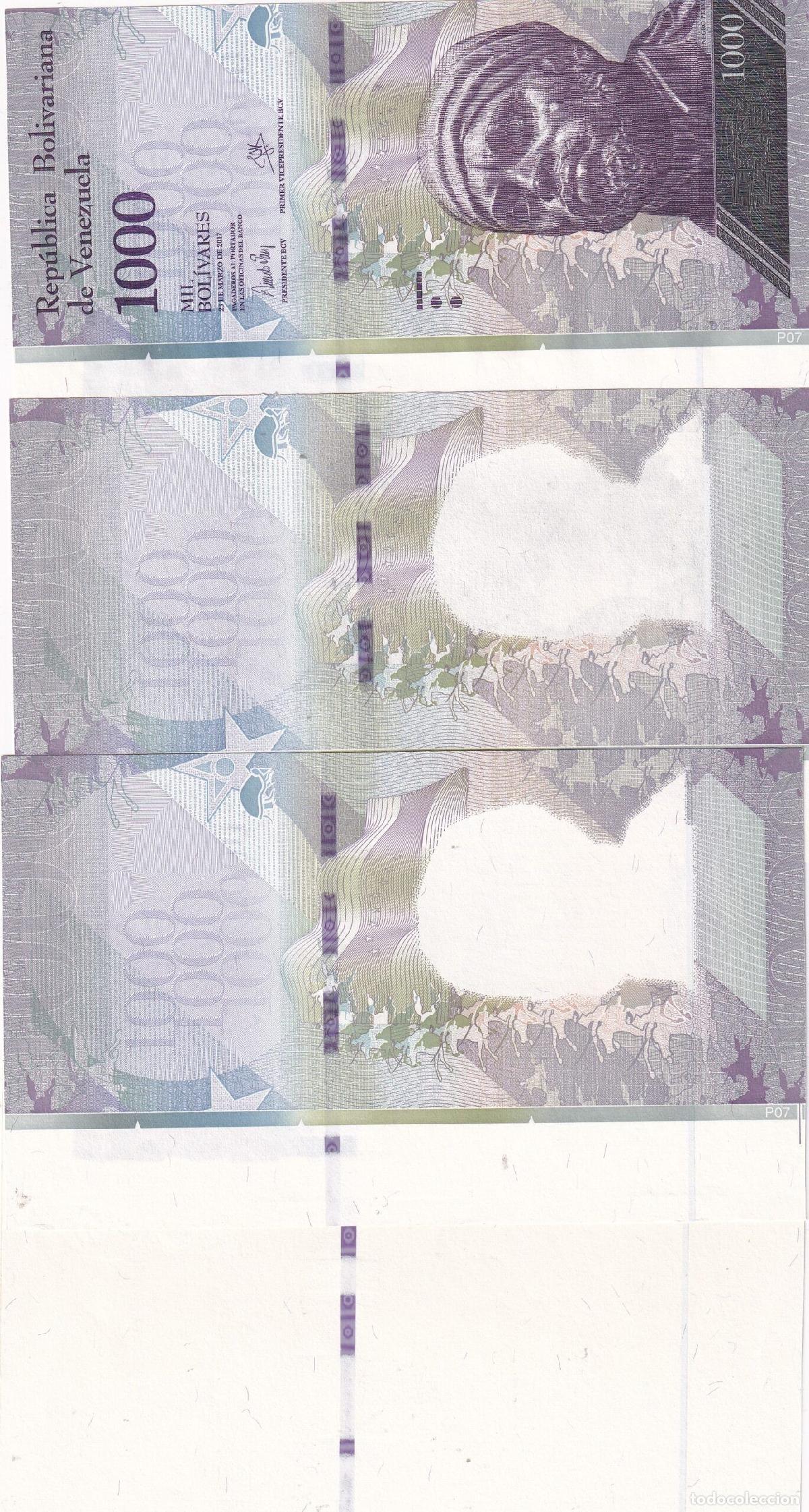 Internationale Banknoten: CRBX2552 4 BILLETES VENEZUELA 1000 BOLIVARES 2017 PRUEBAS PROGRESIVAS
