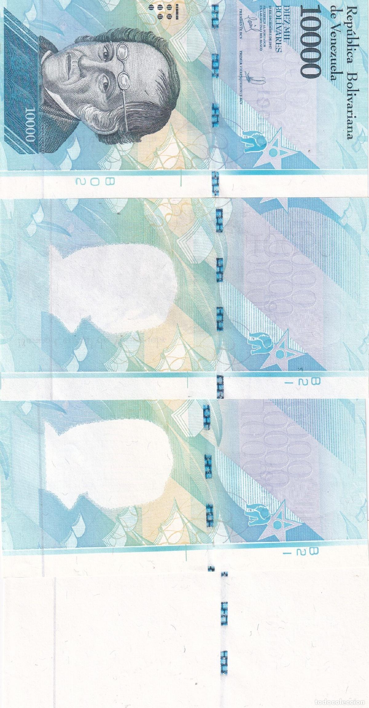 Notas Internacionais: CRBX2559 4 BILLETES VENEZUELA 10000 BOLIV.S 2017 PRUEBAS PROGRESIVAS