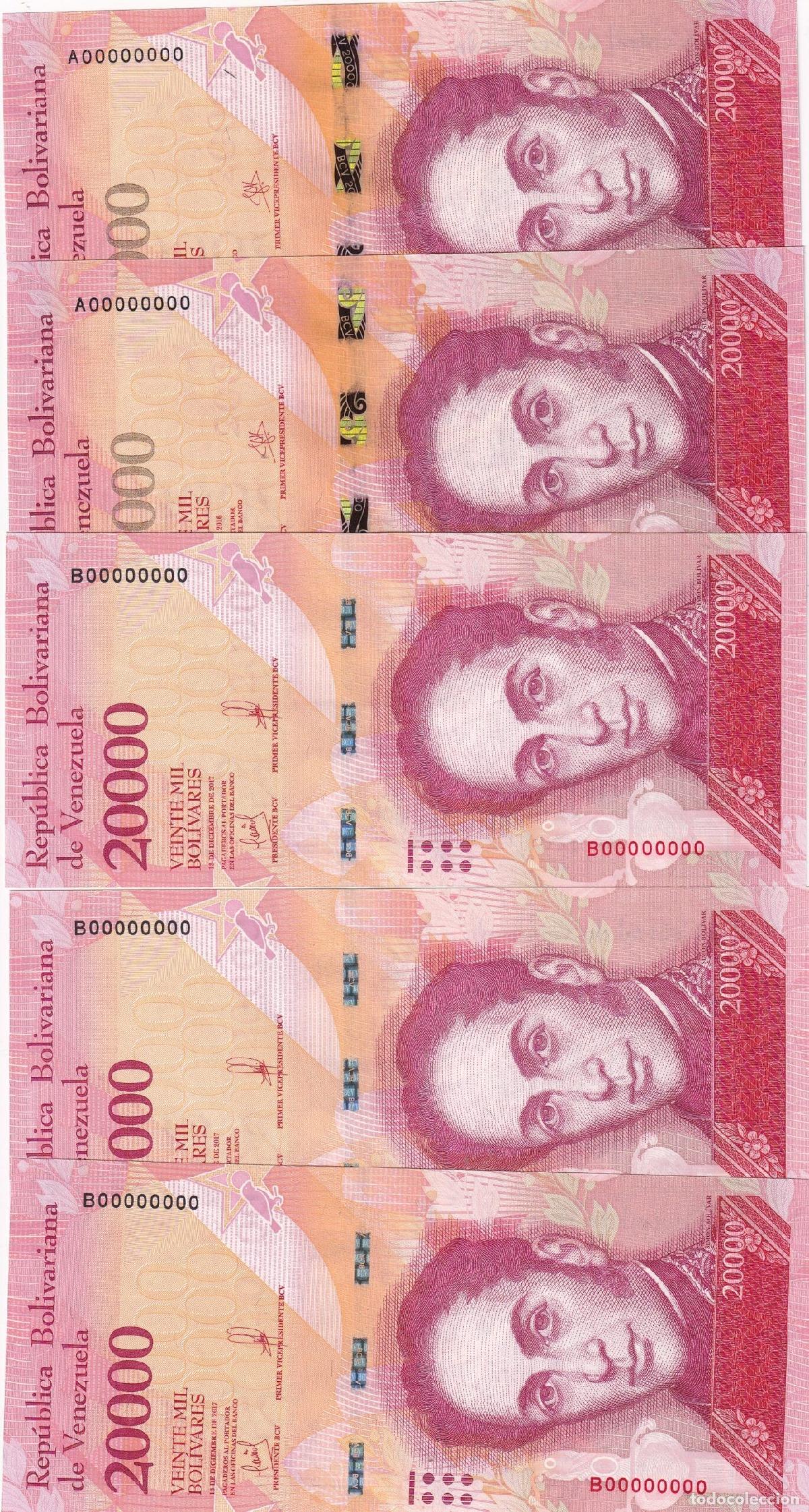 Notas Internacionais: CRBX2563 5 BILLETE VENEZUELA 20000 BOLIVARES 2016 SERIE A000 Y B000 S7C