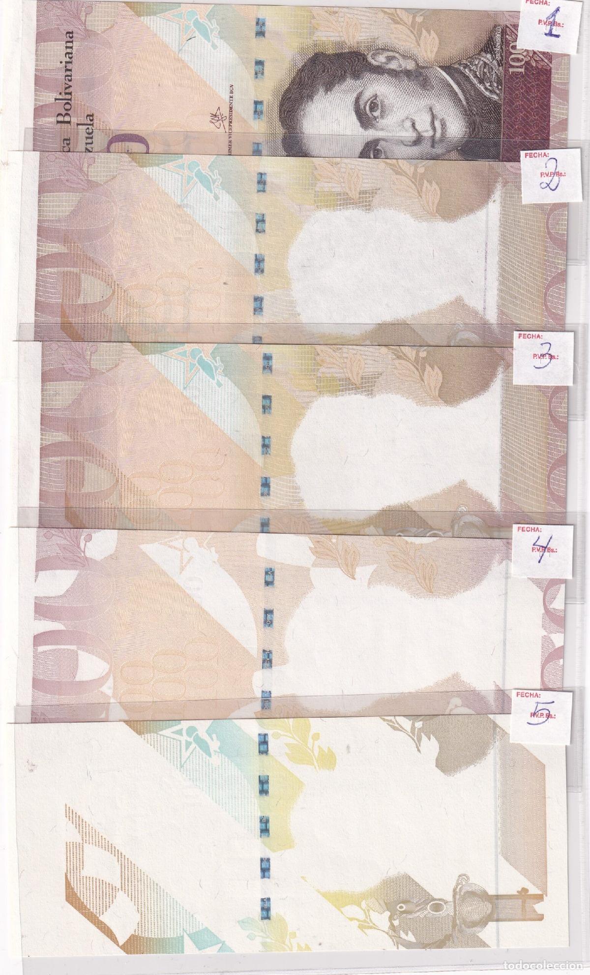 Notas Internacionais: CRBX2566 10 BILLETES VENEZUELA 100 BOLIVARES 2015 PRUEBAS PROGRESIVAS