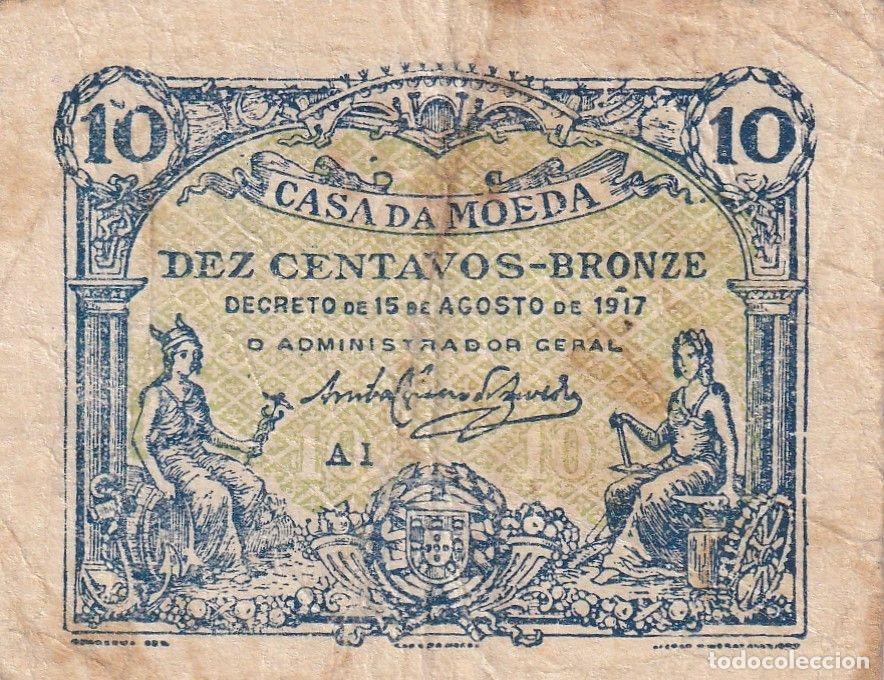 Billets internationaux: CRBX2581 BILLETE PORTUGAL 10 CENTAVOS 1917 USADO
