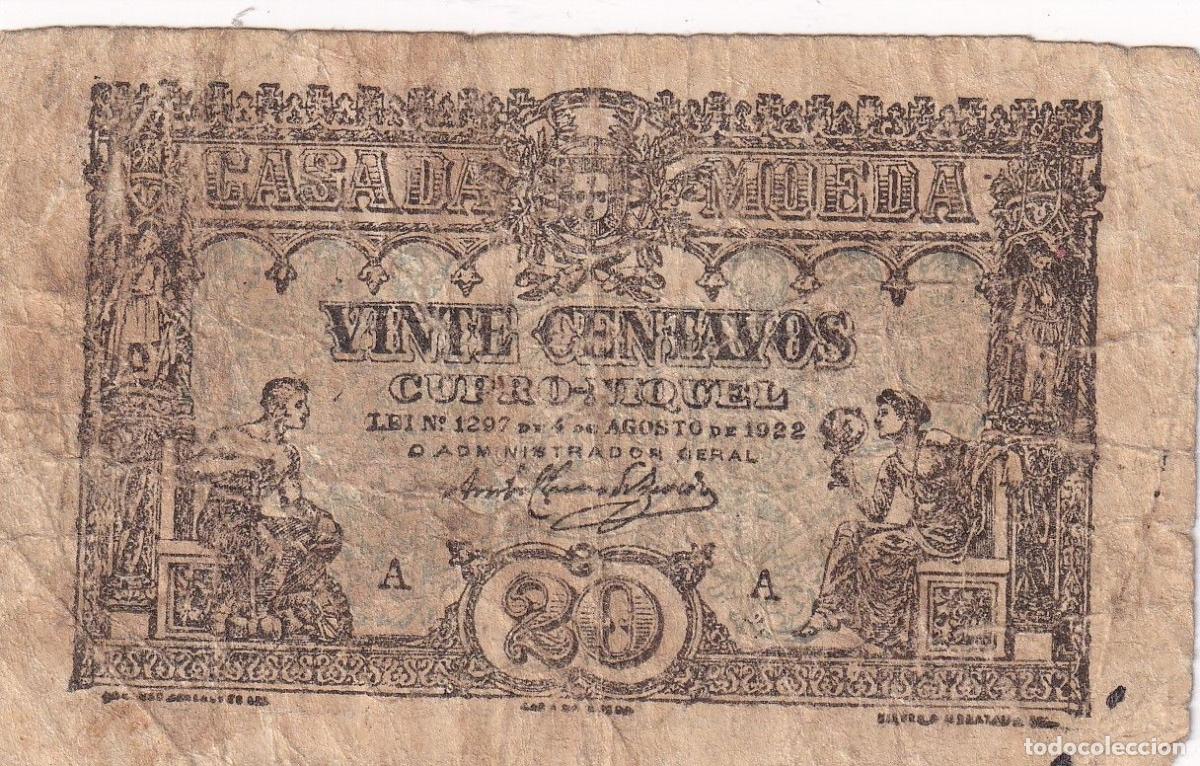 Internationale Banknoten: CRBX2192 BILLETE PORTUGAL 20 CENTAVOS 1922 USADO