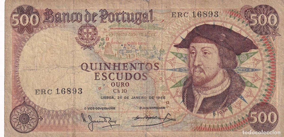 Internationale Banknoten: CRBX2202 BILLETE PORTUGAL 500 ESCUDOS 1966 BC