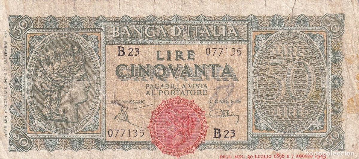 Notas Internacionais: CRBX0658 BILLETE ITALIA 50 LIRAS 1944 BC