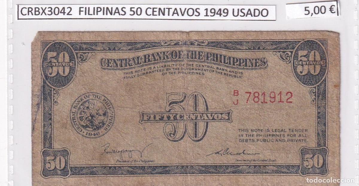 International Banknotes: CRBX3042 BILLETE FILIPINAS 50 CENTAVOS 1949 USADO