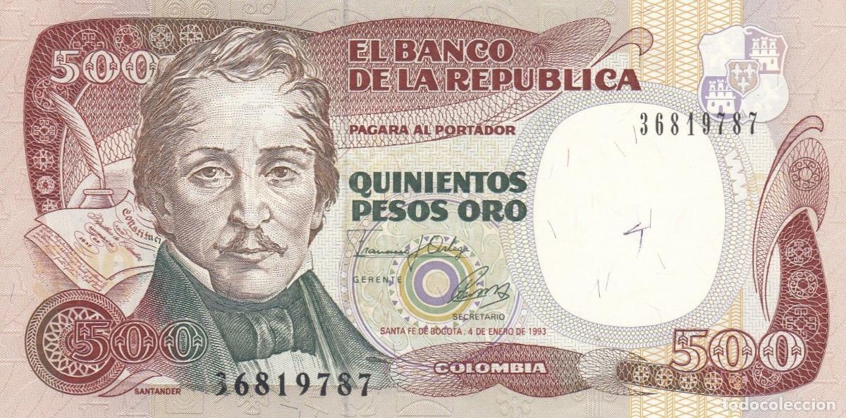 Banconote internazionali: CRBX3028 BILLETE COLOMBIA 500 PESOS DE ORO 1993 SIN CIRCULAR