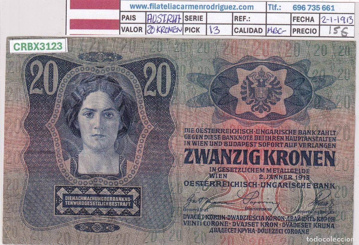 International Banknotes: CRBX3123 BILLETE AUSTRIA 20 KRONEN 1913 MBC-