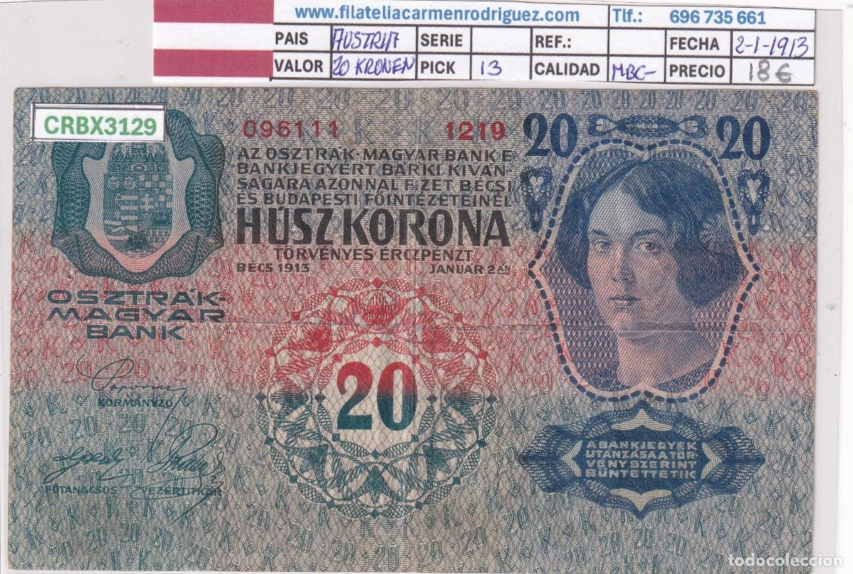 International Banknotes: CRBX3129 BILLETE AUSTRIA 20 KRONEN 1913 MBC-