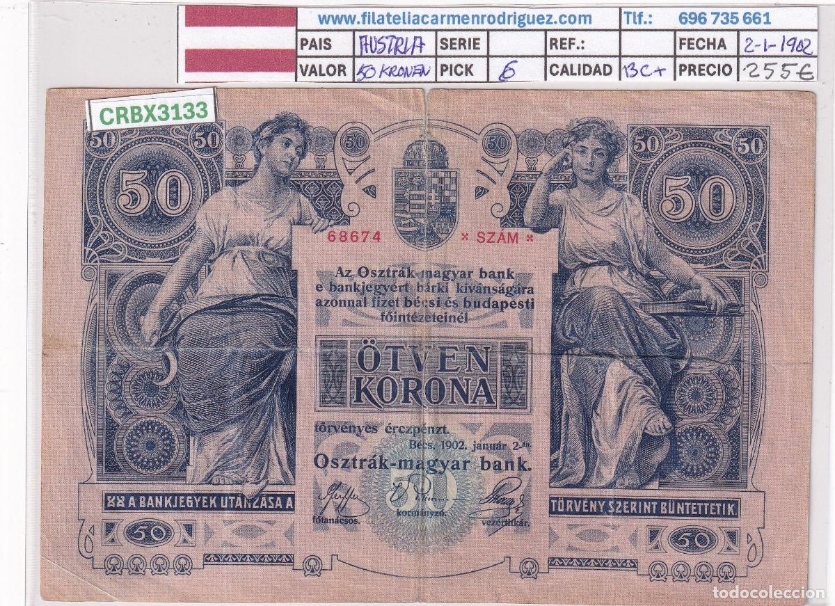 International Banknotes: CRBX3133 BILLETE AUSTRIA 50 KRONEN 1902 BC+
