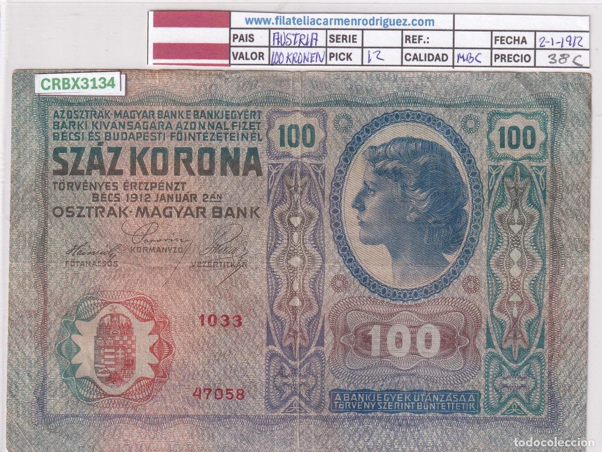 International Banknotes: CRBX3134 BILLETE AUSTRIA 100 KRONEN 1912 MBC