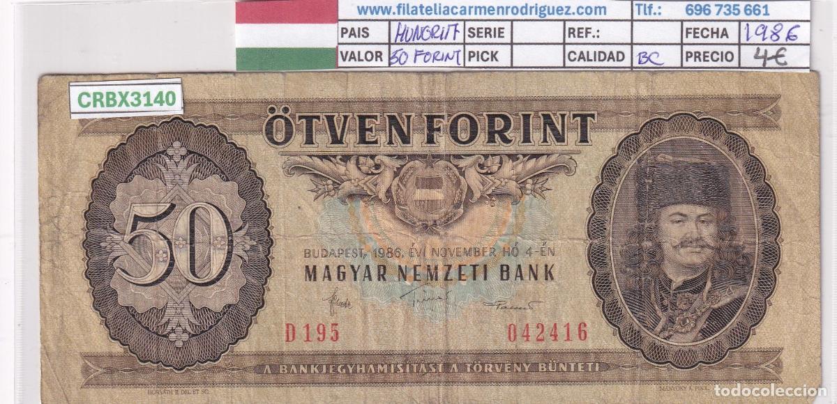 International Banknotes: CRBX3140 BILLETE HUNGRIA 50 FORINT 1986 BC