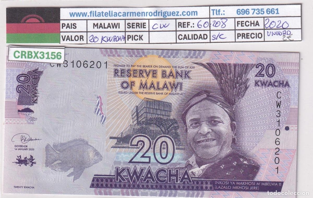 Billets internationaux: CRBX3156 BILLETE MALAWI 20 KWACHA 2020 SIN CIRCULAR