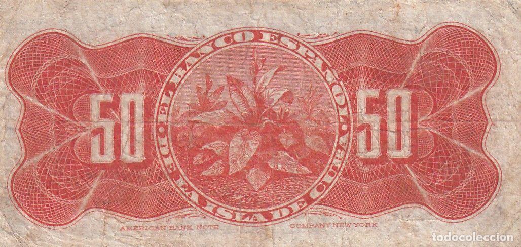 Billetes extranjeros: CRBX0806 ISLA DE CUBA 50 CENTAVOS 1896 USADO - Foto 2