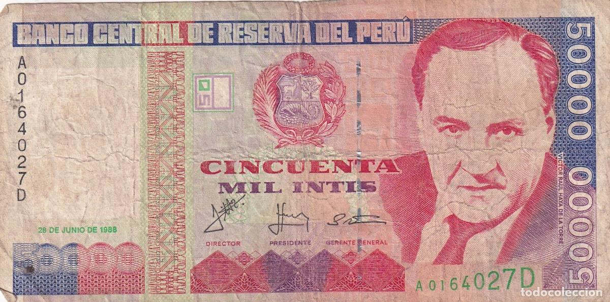 Billetes extranjeros: CRBX2158 BILLETE PERU 10000 INTIS 1988 USADO