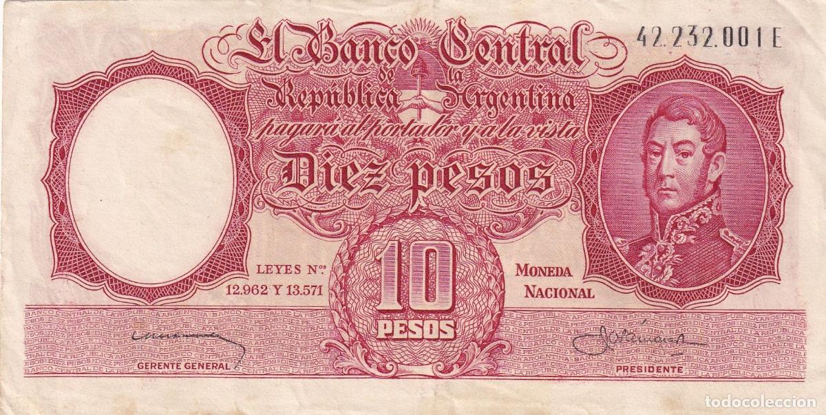 Billets internationaux: CRBX2607 BILLETE ARGENTINA 10 PESOS MBC